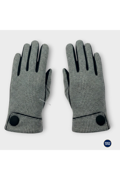 Mustran قفازات شتوية نسائية تعمل باللمس من Syt - قماش أو جلد صناعي بنقوش وتصم...