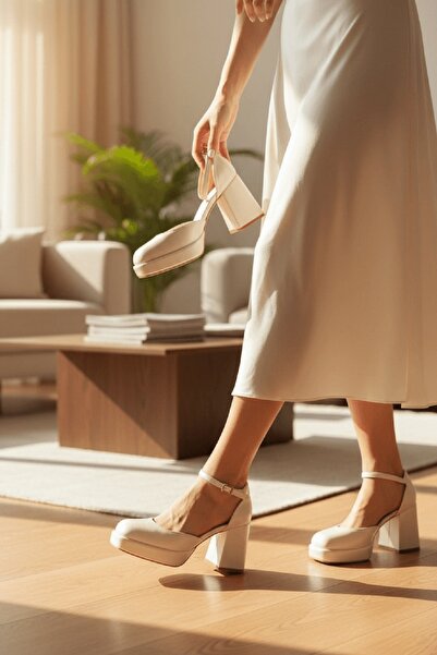 DİVOLYA Νυφικό με τακούνι Serra White Pearlescent Platform