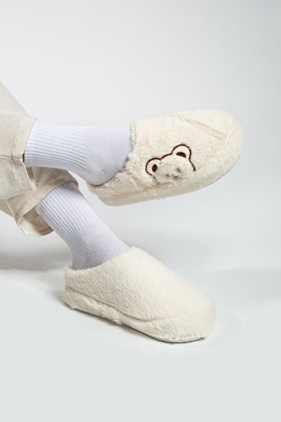 Newon Unisex Ev Terliği Yünlü Terlik Rahat Kapalı Kaymaz Yüksek Taban Panduf