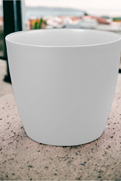 Melkan Home Beyaz Tekerlekli Saksı 48 Litre Büyük Saksı Geniş Hacimli Tekerlekli Saksı Beyaz 45x40 Cm