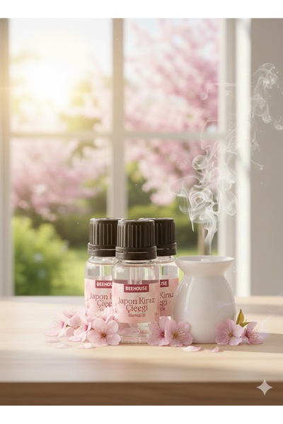 BEEHOUSE Japon Kiraz Çiçeği 3'lü Paket Esansiyel Buhurdanlık Yağı 10 ml X 3 adet