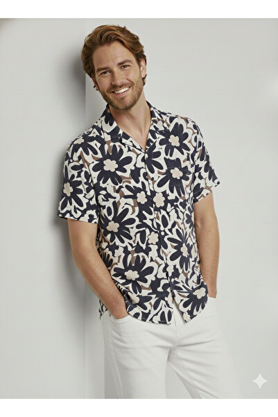 Jack & Jones J&J JORLUKE Flower Ανδρικό πουκάμισο Hawaii Navy Blue 12271597