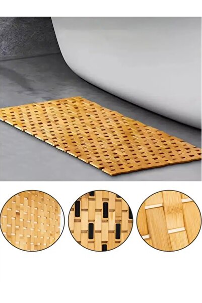 MİEN Doğal Bambu Duş Matı – Kaymaz, Suya Dayanıklı Ahşap Banyo Paspası