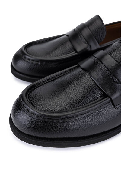 Tamer Tanca Men's Genuine Leather Black Loafer Shoes