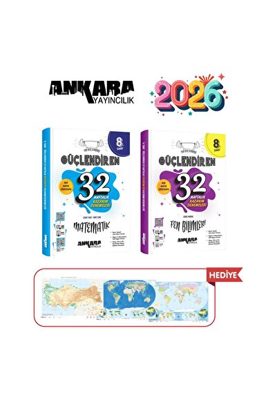 Ankara Yayıncılık 8.SINIF GÜÇLENDİREN 32 HAFTALIK MATEMATİK - FEN BİLİMİ KAZA...
