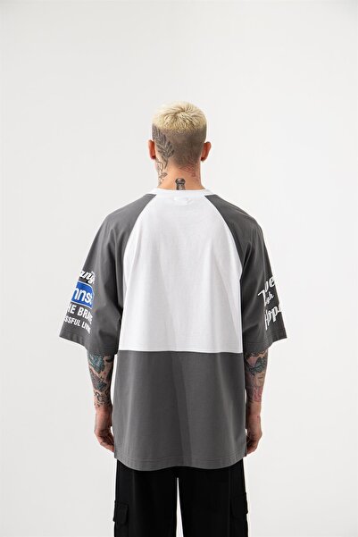 Machinist Men's Future Printed Cotton Oversized T-Shirt White-Smoke