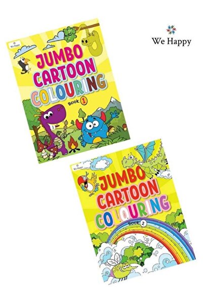 WE HAPPY Pack of 2 Jumbo Cartoon Coloring Book - Funny and Crazy Drawings for...