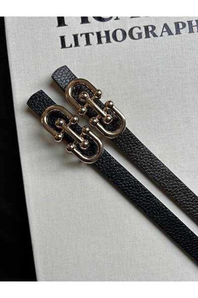 LİA KEMER Pachet de 2 curele cu cataramă aurie pentru femei, cu model, curea ...