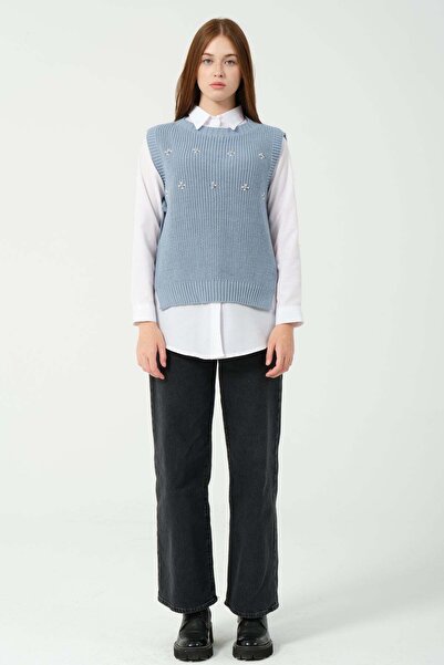 Hatun Atila Hatunatila Stone Detailed Knitwear Sweater 2020 Indigo