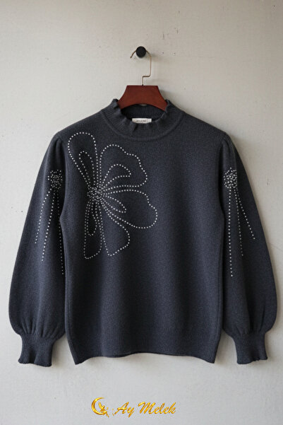 AYMELEK Women's Knitwear Sweater Mock Neck Angora Soft Textured Sweater