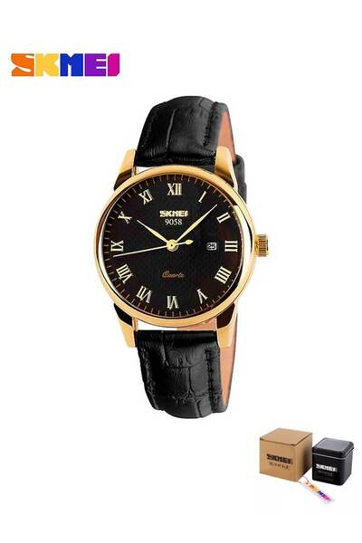 Skmei ساعة يد كوارتز أنيقة كاجوال بسوار جلدي 9058