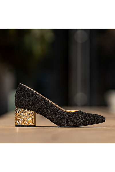 OEM Women's Shoes with Thick Heels Melina Shiny Black - 38