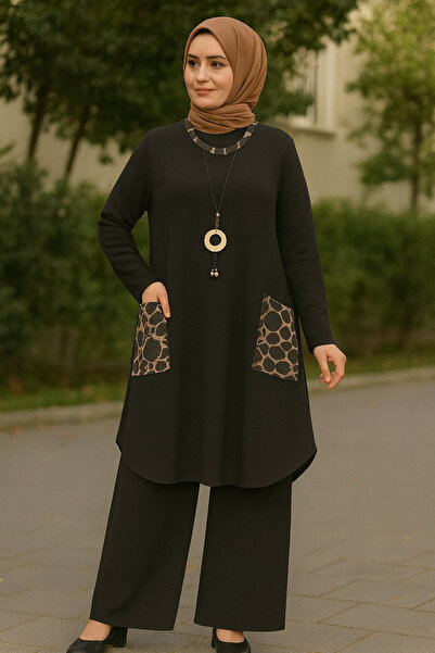 KADO A Kesim Leopar Tunik Kolye Hediyeli