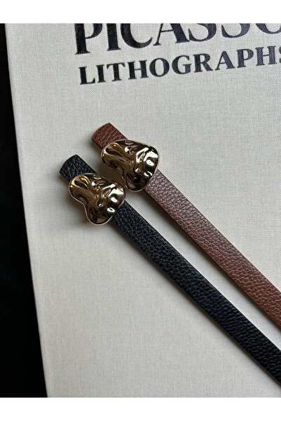 LİA KEMER Pachet de 2 curele pentru femei cu model de inimă în relief, cu cat...