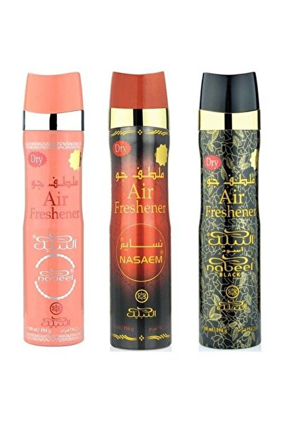 Nabeel Pack of 3 Air Fresheners - Nasaem, Black, Touch Me (300 ML)