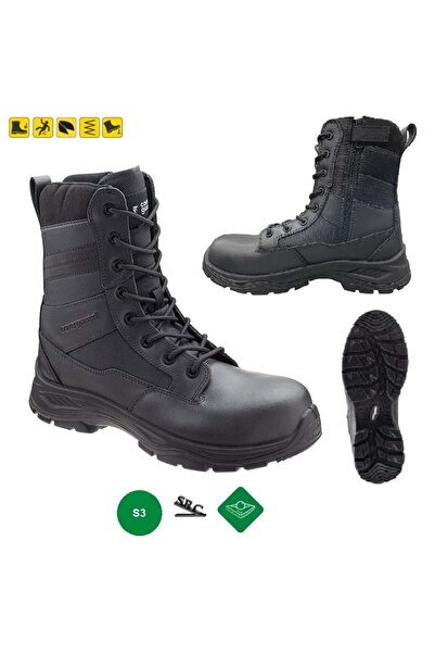 Coverguard Protective Boots S3 SRC Rangers Black Star, Black, Leather & Oxford, Composite Toe, Lightweight, Sof