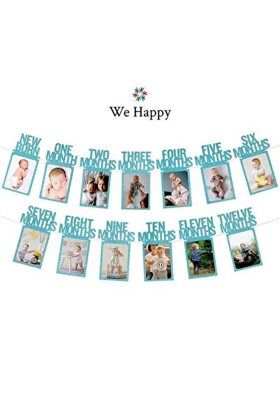 WE HAPPY New Born to Twelve Months Birthday Photo Frame Banner - 1st Birthday...