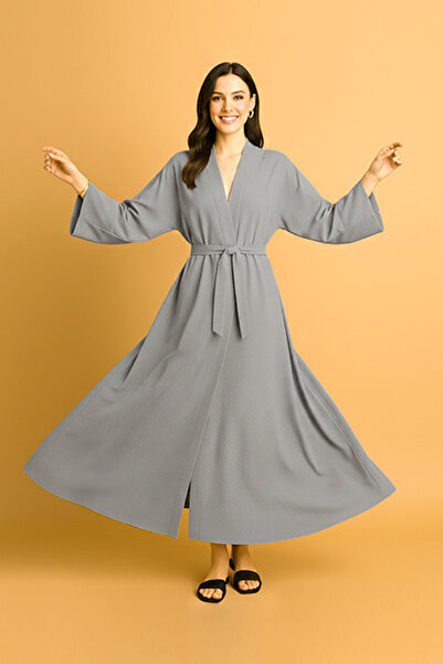 dorbe glitter dot pattern open kimono-style belted long kimono cardigan for women