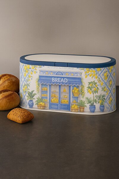 decorev Desenli Metal Ekmek Kutusu – Renkli Mutfak Düzeni ve Tazelik Koruma DC-6768