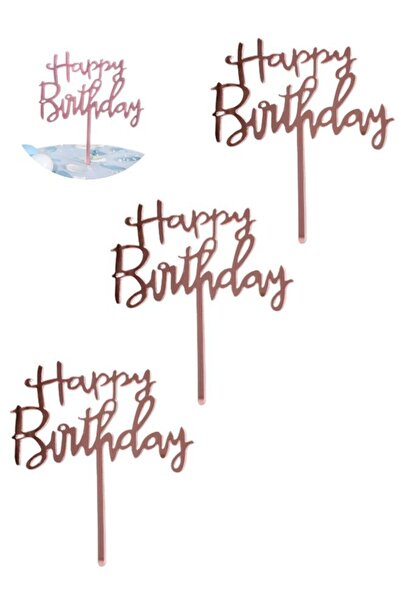 WE HAPPY مجموعة من 3 قطع لتزيين الكيك من الأكريليك العاكس لعيد ميلاد سعيد - ذ...