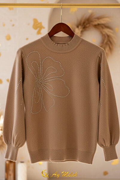 AYMELEK Women's Knitwear Sweater Mock Neck Angora Soft Textured Sweater