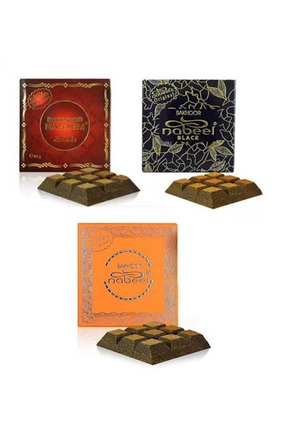 Nabeel Pack of 3 Ultimate Incense Bakhoor Collection - Nasaem, Black & Touch Me
