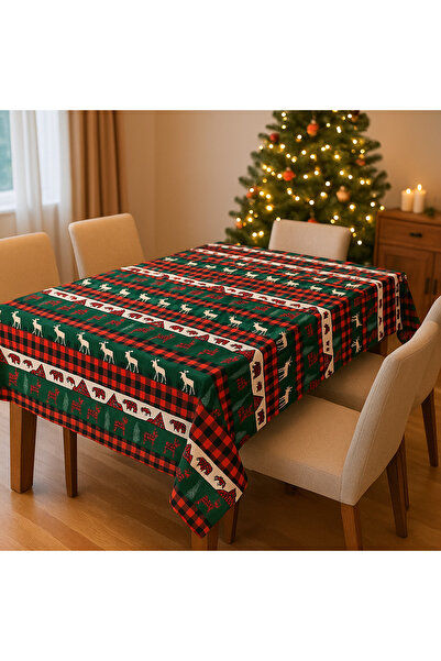MODAFABRİK Christmas Deer Patterned Christmas Tablecloth