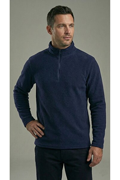 BESKAR Ανδρικό φούτερ με μισό φερμουάρ ψηλός λαιμός Winter Thermal Fleece