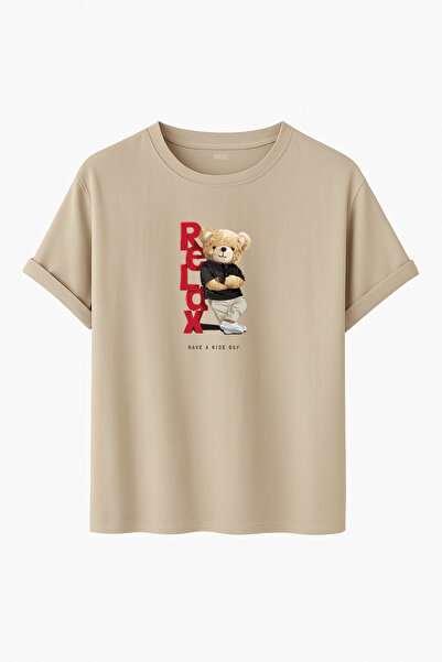 DK DAKSEL Multi-Colored'Relax' Lettering Crew Neck Streetwear Unisex T-Shirt