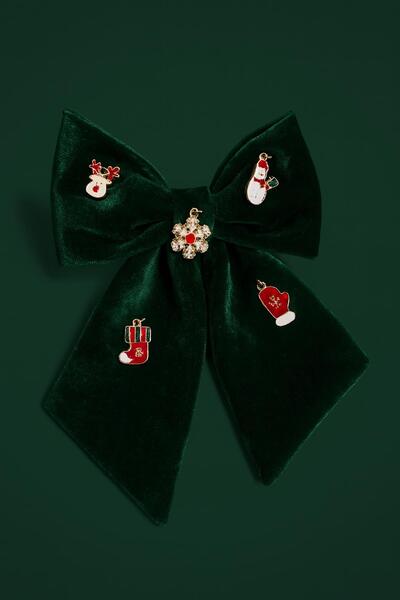 New Obsessions Christmas Figures Charm Decorated Velvet Bow Buckle