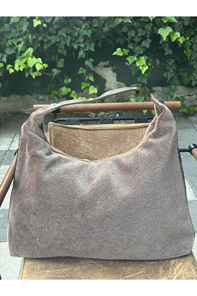 minebag Plush Textured Leather Detailed Viona Handbag Mink