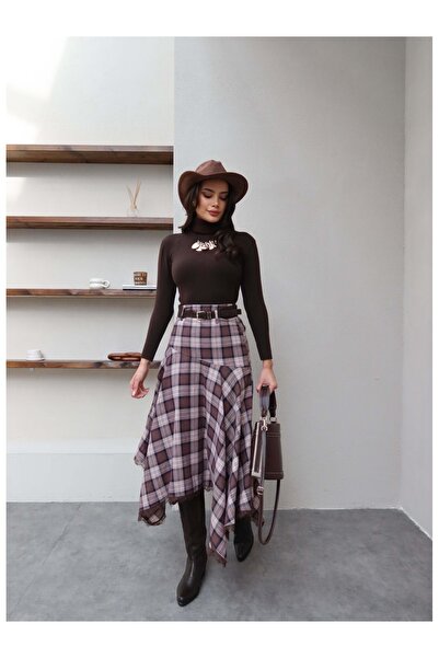 ESRAHELVACI Fusta asimetrică cu croială curele din dantelă