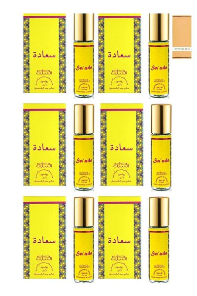 Nabeel 6 قطع عطر زيتي دوار خالي من الكحول من سعادة 6 مل