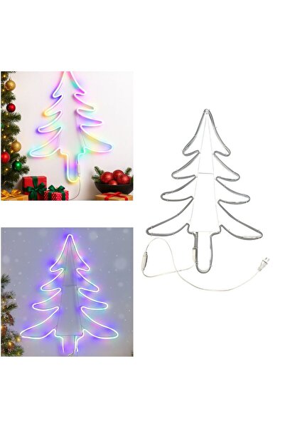 Poro Online Christmas Decoration 67x47cm Tree Model with Multicolor LED Light, Silicone Transparent Hanging Orna