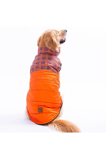 Pawstar Orange Elgin Paws Plaid Pattern Vest Large Breed Dog Vest Dog Outfit Dog Raincoat