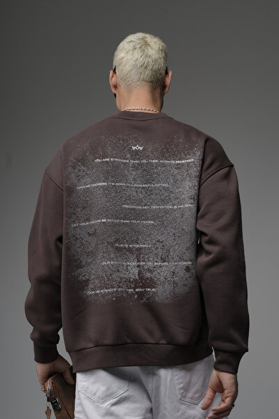 Butik Trend Biz Back Printed Oversized Crew Neck Men's Sweatshirt