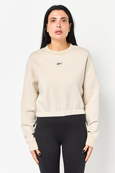 Reebok Women Sportswear Fit Long Sleeve Outdoor Sweatshirt, Beige