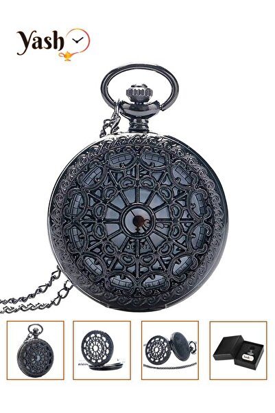 Yash Black Spider Web Quartz Pocket Watch