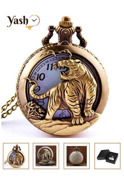 Yash Tiger Design Quartz Pocket Watch