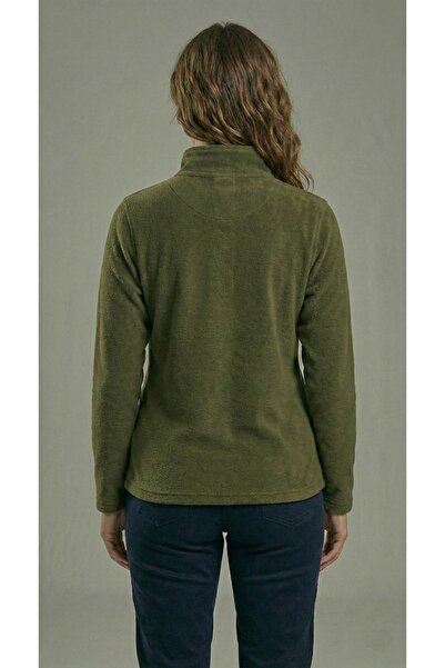 BESKAR Γυναικείο πράσινο φούτερ με μισό φερμουάρ ψηλός λαιμός Winter Thermal Fleece