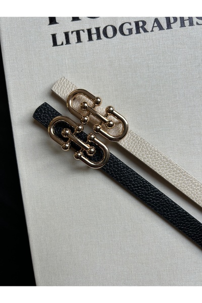 LİA KEMER Pachet de 2 curele cu cataramă aurie pentru femei, cu model, curea ...