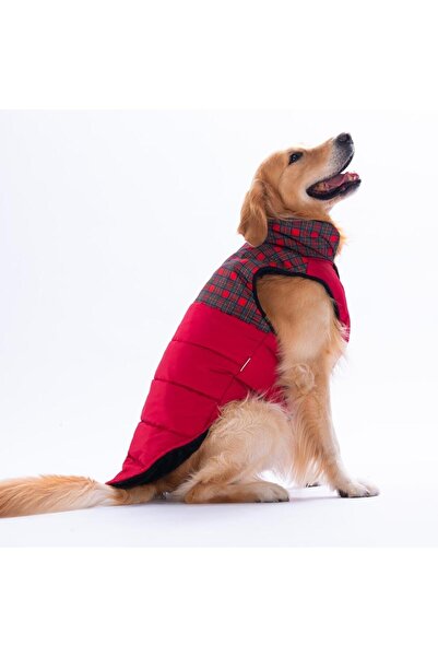Pawstar Red Elgin Paws Plaid Pattern Vest Large Breed Dog Vest Dog Clothing Dog Raincoat