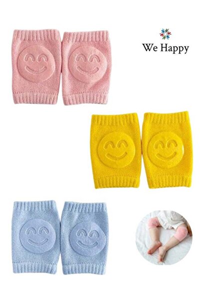 WE HAPPY 3 Pairs Baby Crawling Knee Pads - Anti-Slip Unisex Toddler Leg Warmers