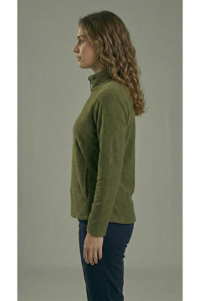 BESKAR Γυναικείο πράσινο φούτερ με μισό φερμουάρ ψηλός λαιμός Winter Thermal Fleece