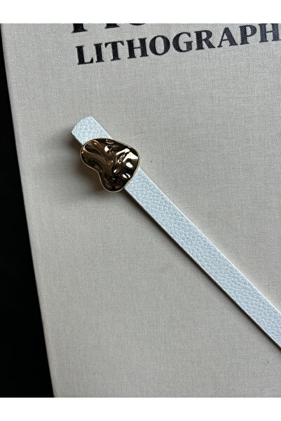 LİA KEMER Logic Embossed Heart Pattern Women's Gold Buckle Belt Jacket Belt Dress Belt Trouser Belt