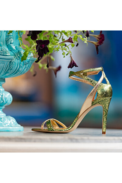 OEM Women's Sandals Made of Natural Leather Chloe Green Gold - 35