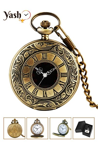 Yash مجموعة ساعات جيب كوارتز على الطراز الروماني
