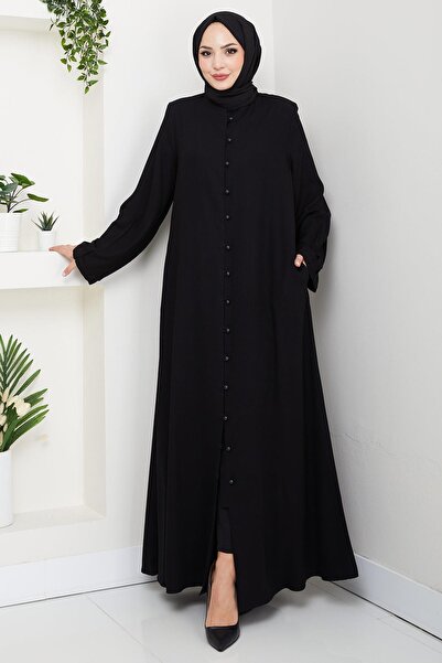 hafsamina Ferace Black Hm2861 with Handle, Pen, and Button