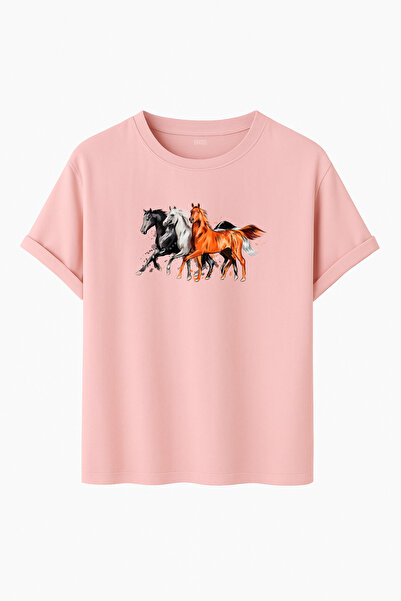 noetr Tricou unisex cu tematică animală cu imprimeu Horses Running supradimen...