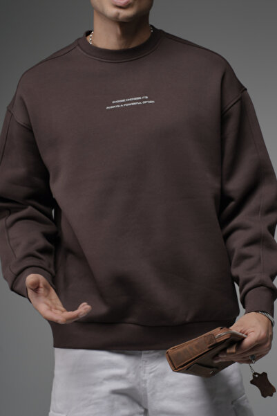 Butik Trend Biz Back Printed Oversized Crew Neck Men's Sweatshirt